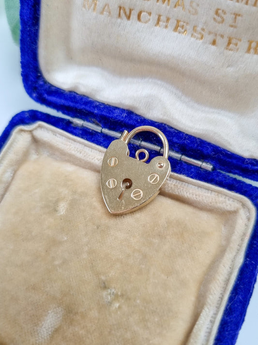 Large Vintage 9ct Gold Heart Padlock