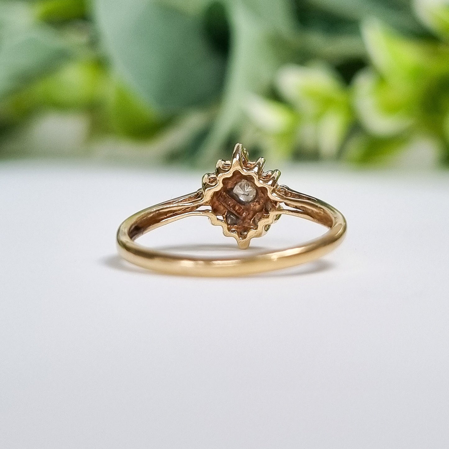 Vintage 9ct Yellow Gold Princess Cut Diamond Cluster Ring