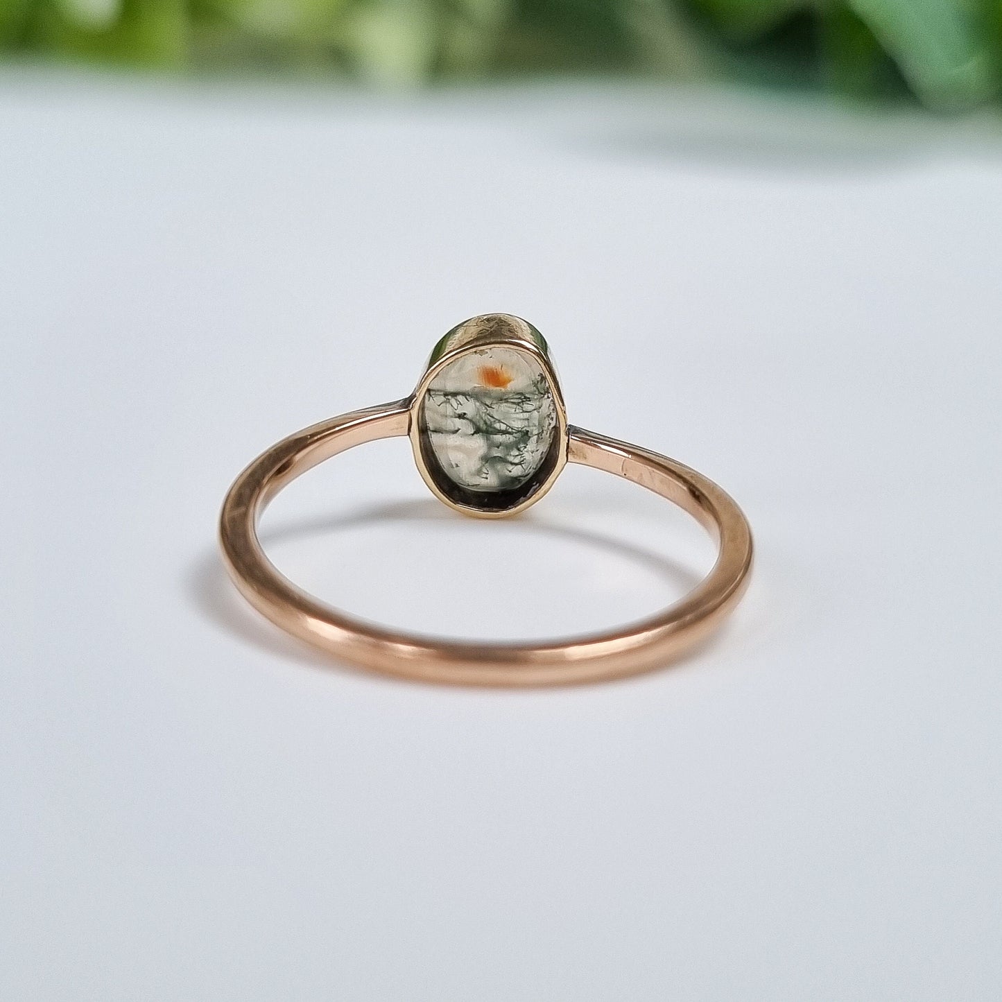 Vintage 9ct Yellow Gold Moss Agate Ring