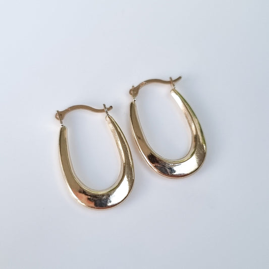 Vintage 9ct Gold Hoop Earrings, Ladies Gold Creole Dangly Hoops