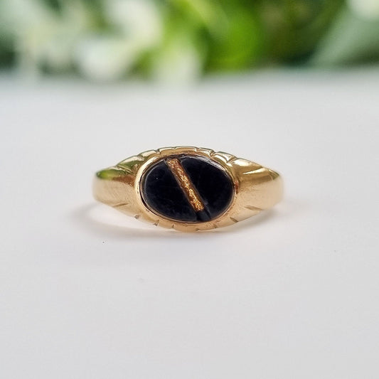 Vintage 9ct Gold Black Onyx Signet Ring
