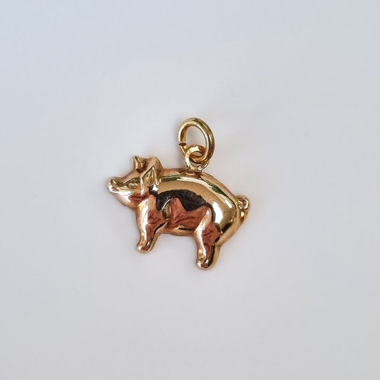 Vintage 9ct Yellow Gold Pig Charm