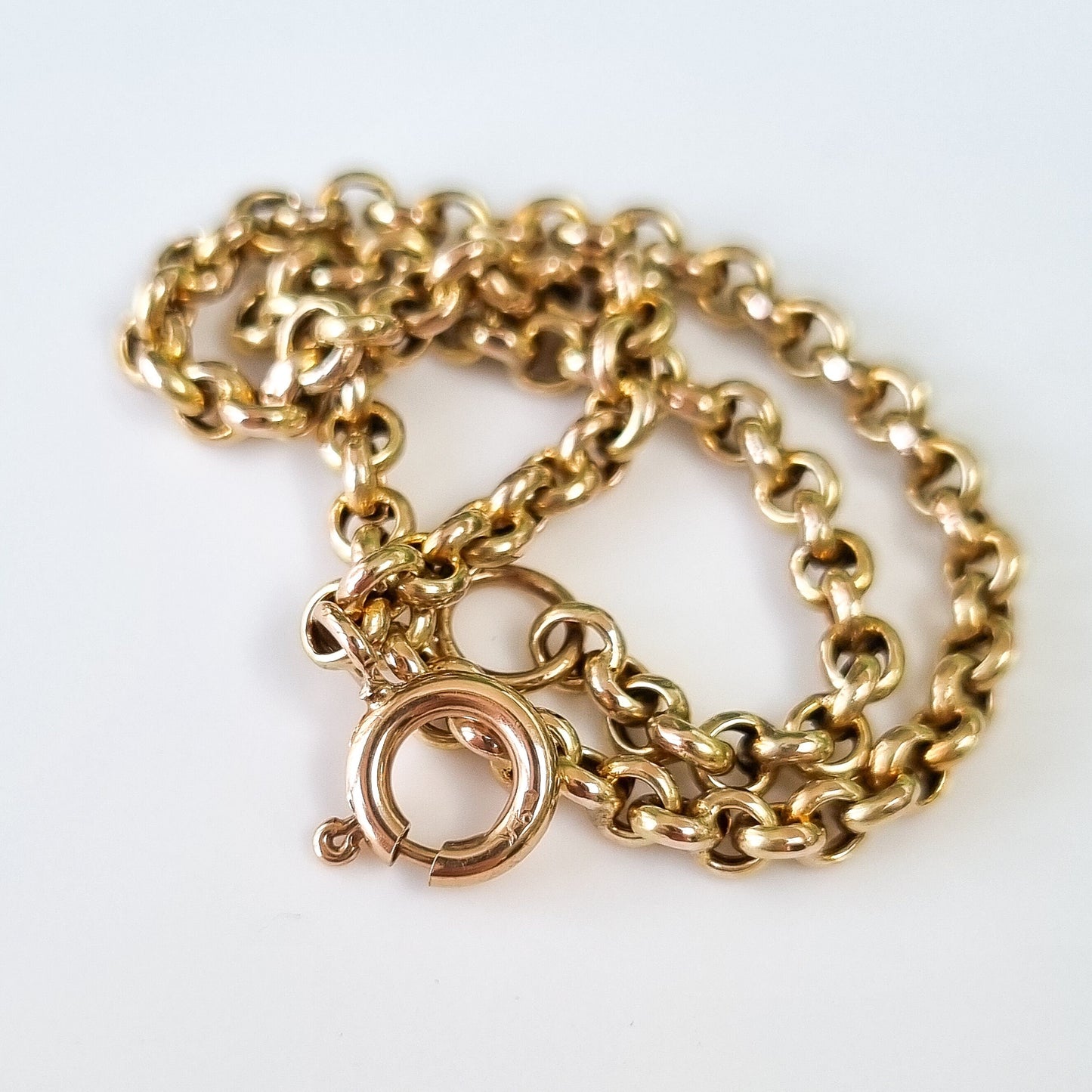 Vintage Solid 9ct Yellow Gold Rolo Link Bracelet