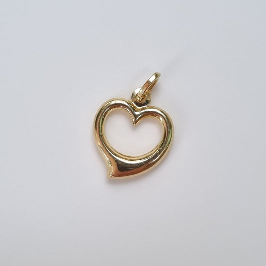 Vintage 9ct Yellow Gold Open Puffy Heart Pendant
