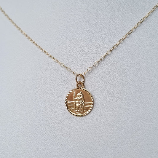Vintage 9ct Yellow Gold St Christopher Necklace